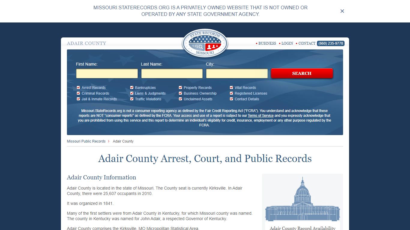 Adair County Arrest, Court, and Public Records