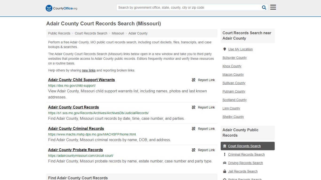 Court Records Search - Adair County, MO (Adoptions ...