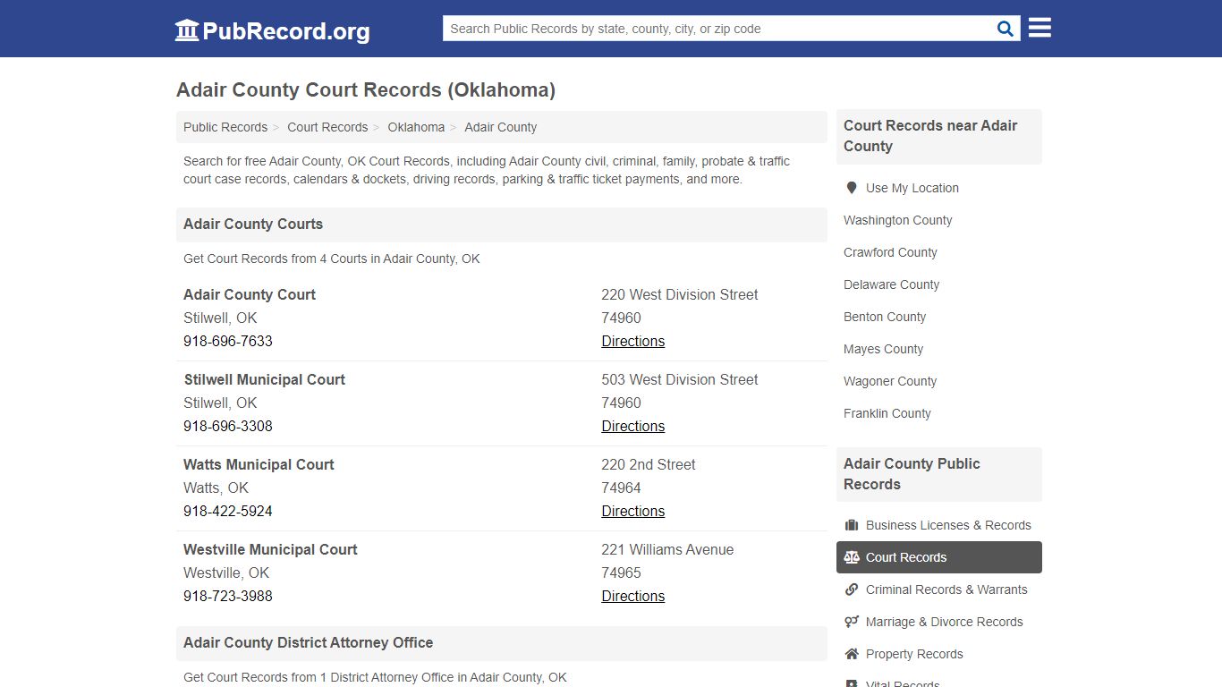 Free Adair County Court Records (Oklahoma Court Records)