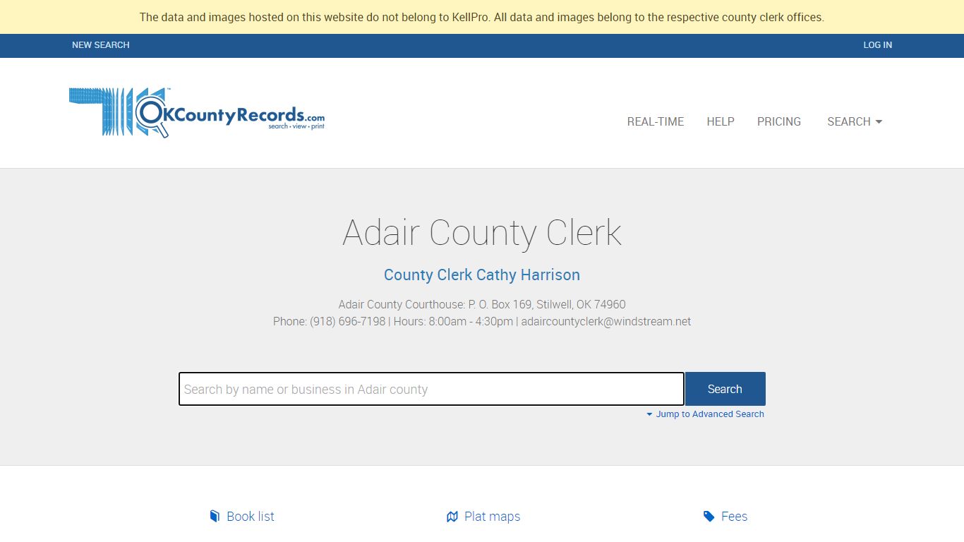 Adair County - County Clerk Public Land Records for Oklahoma