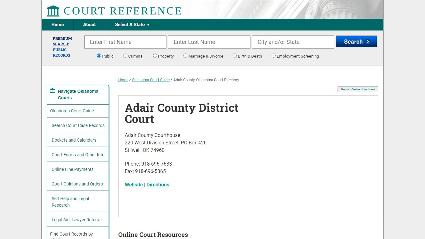 Adair County District Court - Court Records Directory